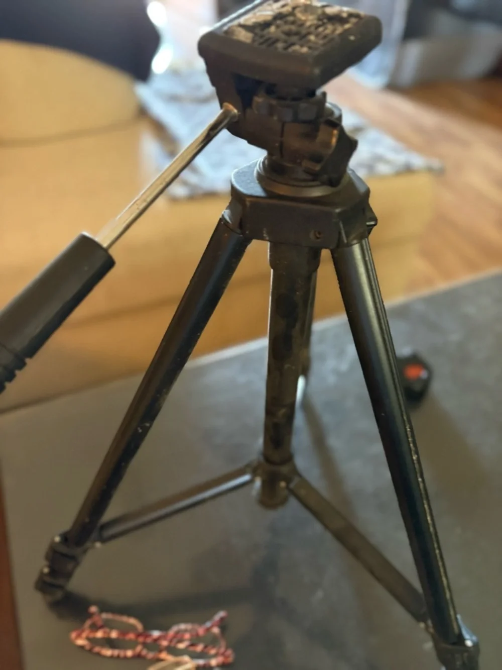Black Camera Tripod with Pan Handle - Lightweight Support